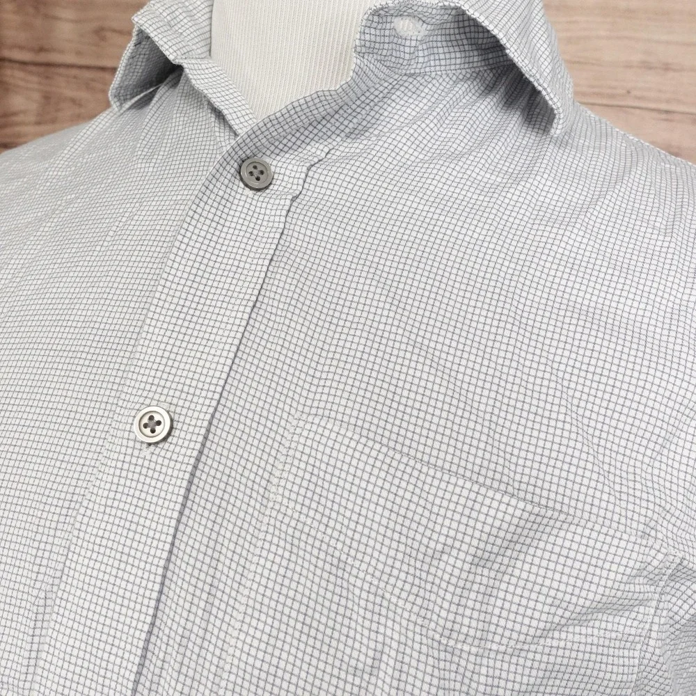 Banana Republic Shirt Mens M White Check Long Sleeve Button-Up Business Pocket